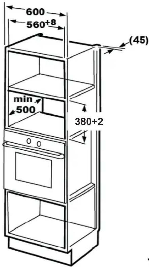 GRUNDIG GMI3140B - Wymiary mebli do montażu zabudowanego - 1