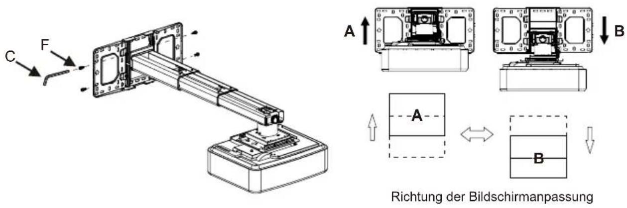 OPTOMA OWM3000ST - Schritt 6: Anpassen der Bildhöhe - 1