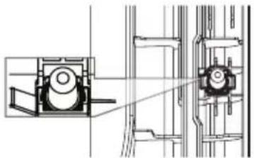 LG DLEX7700VE - Sortez le bouton de verrouillage gris du côté de la porte. - 1