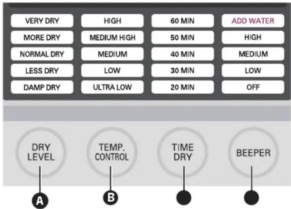 LG DLEX5101V - BOTONES DE AJUSTE DE CICLOS - 1