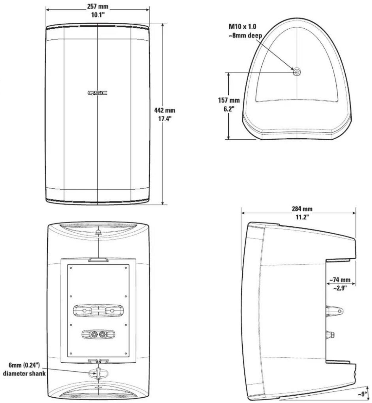 QSC ADS82H - AD-S82 and AD-S82H Loudspeaker Dimensions - 1