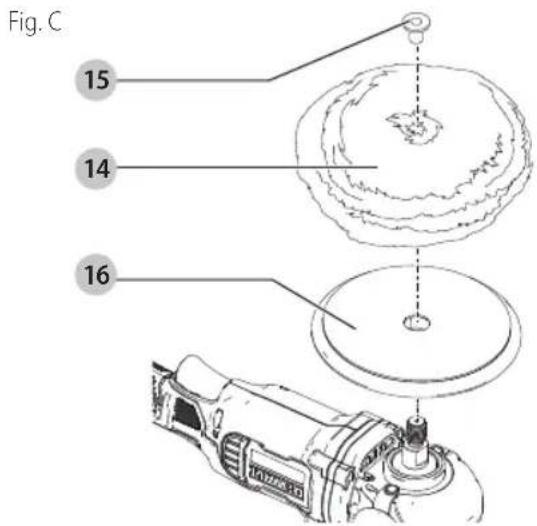 DEWALT DCM849 - Para Adosar Almohadilla de Pulido con Almohadillade Respaldo de Goma (Fig.A,C) - 1