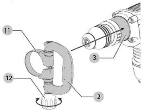 DEWALT D25832 - Mounting the Bail/Loop Style Auxiliary Handle (Fig. B) - 1