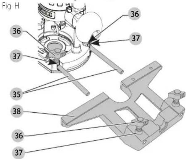 DEWALT DCW600 - Ajuster le guide de bord (Fig. A, H) - 1