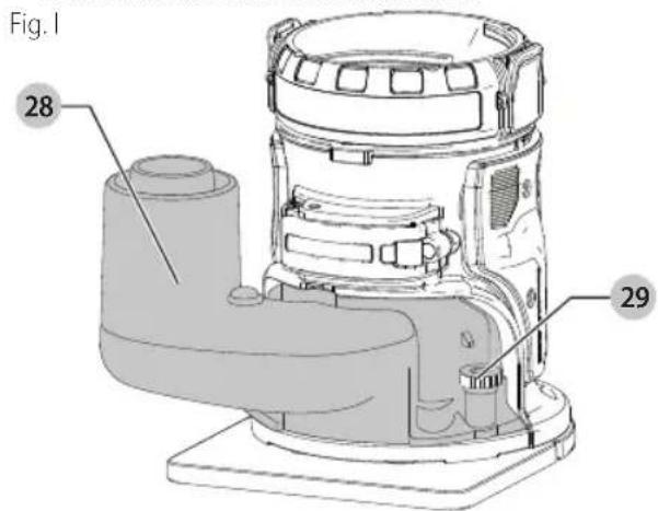 DEWALT DCW600 - Attaching a Dust Extraction System to the Fixed Base (Fig.1) (Included with some models) - 1