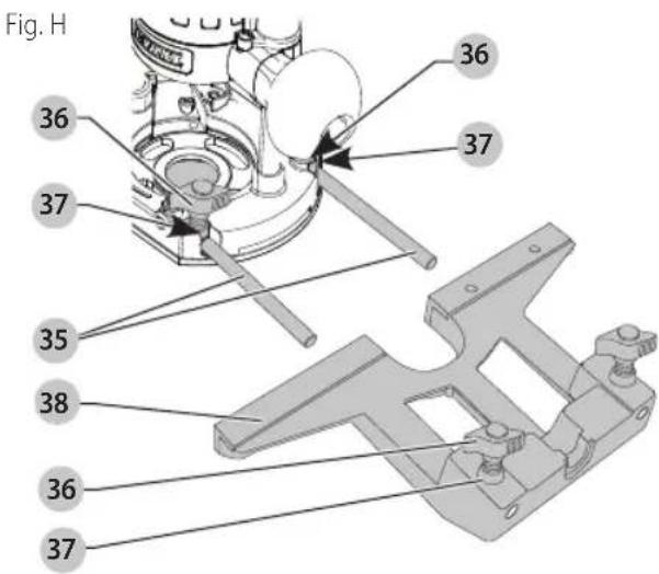 DEWALT DCW600 - Ajuste de guía de borde (Fig. A, H) - 1