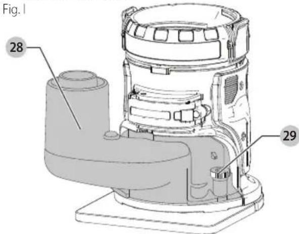 DEWALT DCW600 - Conexión de sistemas de extracción de polvo a la base fija (Fig. 1) (Incluso con algunos modelos) - 1