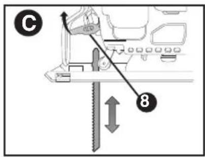 BLACK & DECKER BDCJS20B - Colocacion de la hoja de sierra (fig. C) - 1