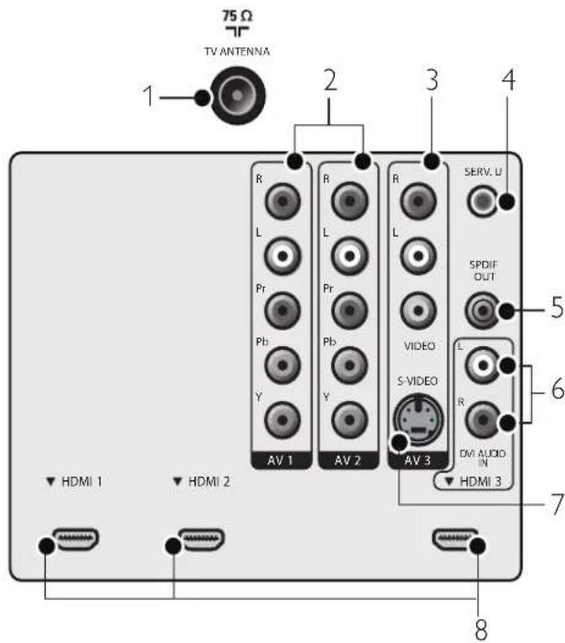 MAGNAVOX 47MF439B - Vue d'ensemble des connexions - 1