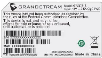 GRANDSTREAM GWN7615 - CONECTAR À REDE Wi-Fi PADRAO DO GWN7615 - 1