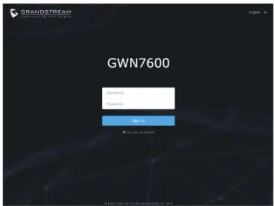 GRANDSTREAM GWN7600 - ВХОД В ИНТЕРФЕЙС НАСТРОЙКИ - 1
