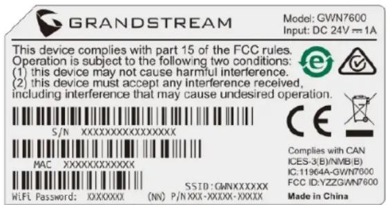 GRANDSTREAM GWN7600 - ALIMENTATION ET RACCORDEMENT DU GWN7600 - 2
