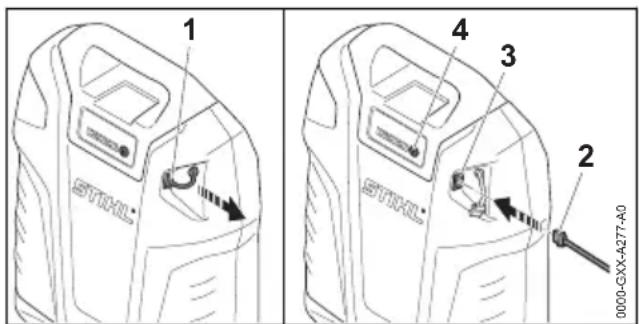 STIHL AR 3000 L - Tilslutning og opladning af USB-enhed - 1