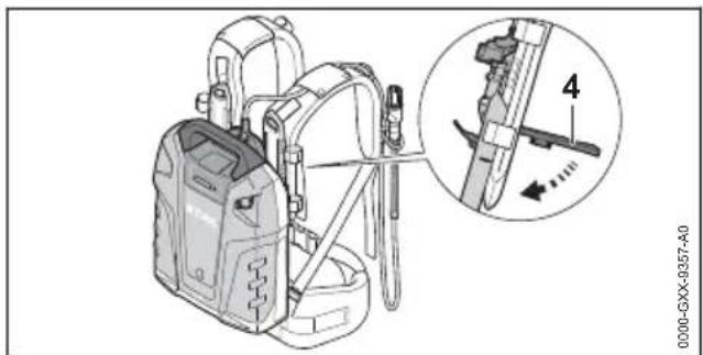 STIHL AR 3000 L - Монтаж аккумулятора и кабеля питания на системе ношения - 4