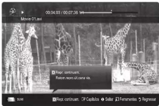SAMSUNG UE55C6990 - Reproduzir o programa de televisao gravado ou um ficheiro de这部电影 (Retomar Reproducao) - 1