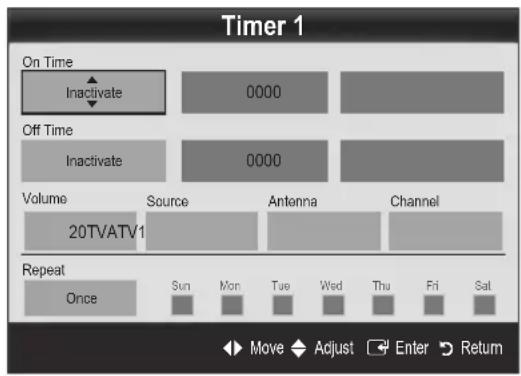 SAMSUNG UE55C6990 - Setting the On/Off Timer - 1