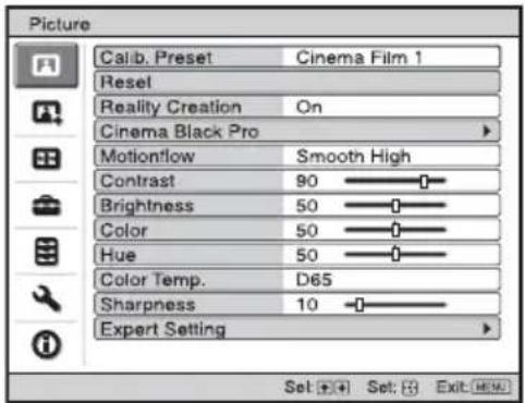 SONY VPLVW290ES - Pulse MENU. - 2