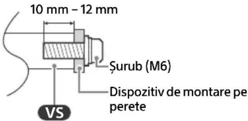 10 mm - 12 mm Şurub (M6) Dispozitiv de montare pe perete VS