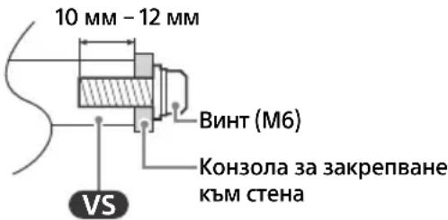 10 mm - 12 mm Винт (M6) Конзола за закрепване към стена VS