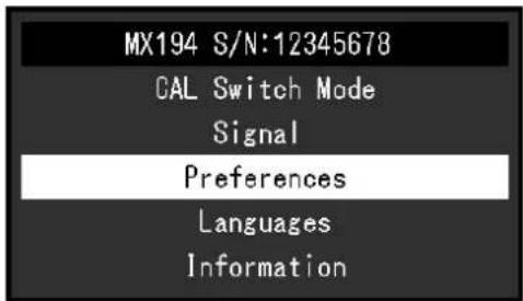 EIZO RadiForce MX194 - Affichage du menu Réglage - 1