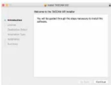 Welcome to the TASCAM 8.0 Installer You will be guided through the steps necessary to install this software. In addition Continue Documentation Induct Integration Tools Installation Backprop To help Continue