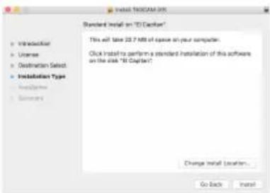 Standard Install on "100 Capitan" This will take 22.7 MB of space on your computer. Click Install to perform a standard installation of this software on the disk "10 Capitan? Change Install Location... Go Back Install