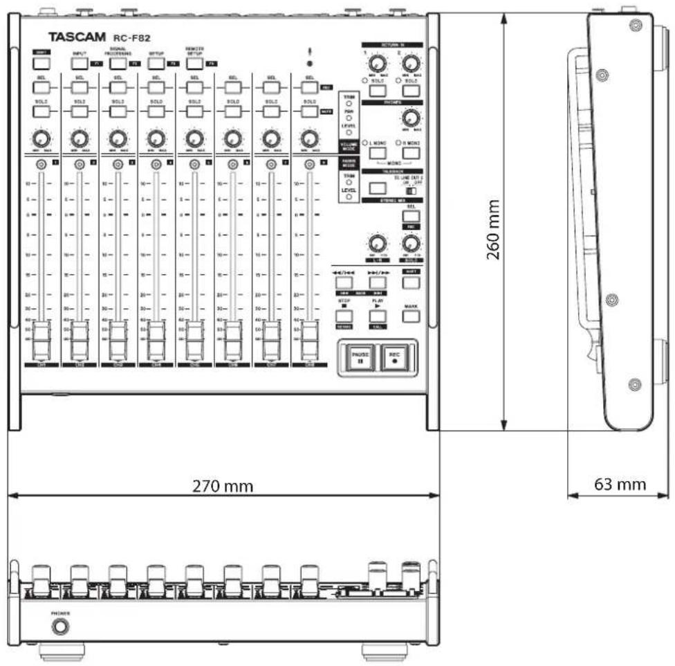 TASCAM RCF82 - Dessen avec cotes - 1