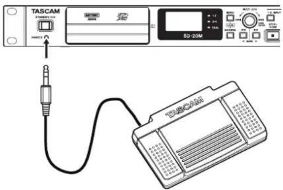 TASCAM SD20M - Utilisation d'un pédalier (RC-3F TASCAM) - 1