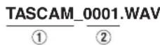 TASCAM SD20M - Noms de fichier pour l'enregistrement en mono/stéréo - 1