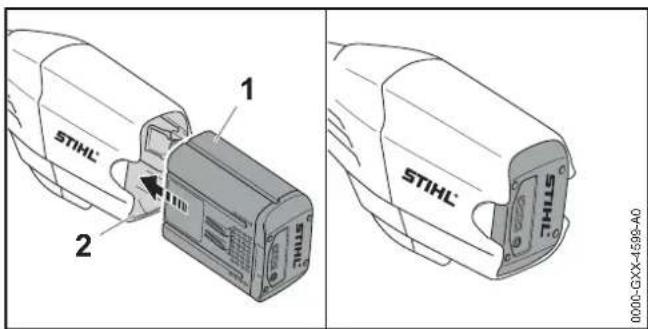 STIHL FSA 90 R - Introduction de la batterie - 1