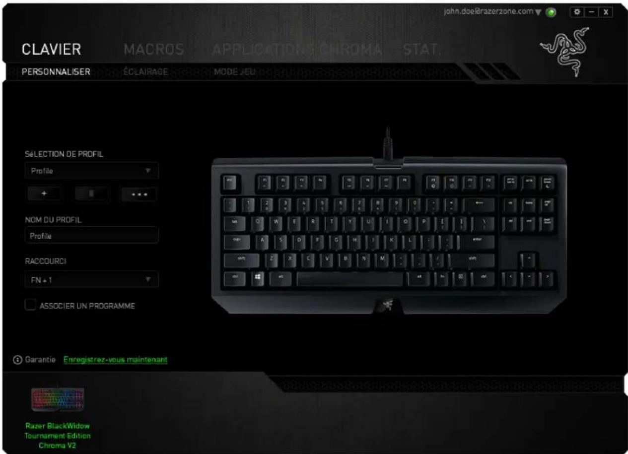 RAZER BlackWidow Tournament Edition Chroma - Onglet Personnaliser - 1
