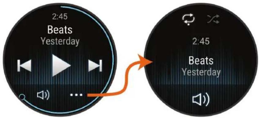 GARMIN Venu 2S - Commandes du lecteur audio - 1