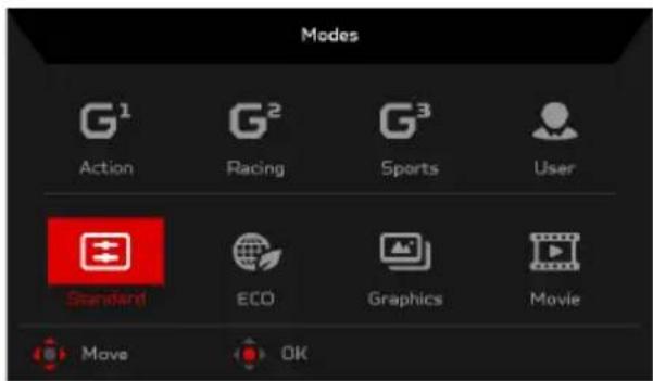 ACER Predator Z271U - Turning Modes on or off - 1