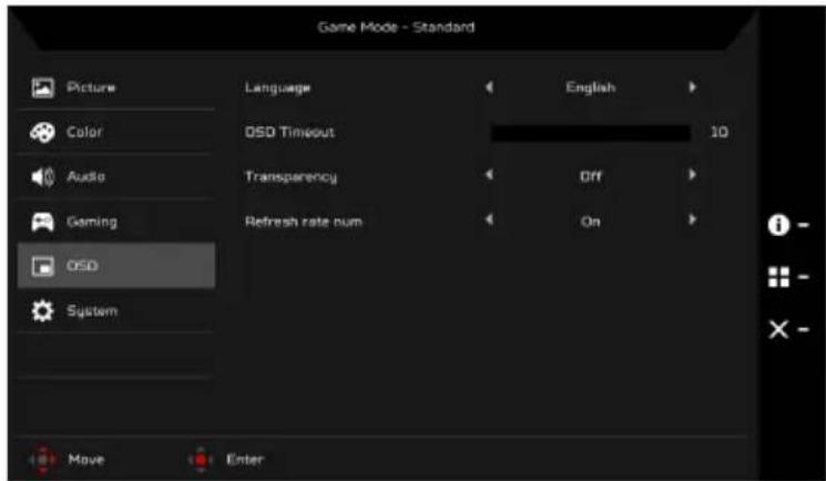 ACER Predator Z271U - OSD - 1