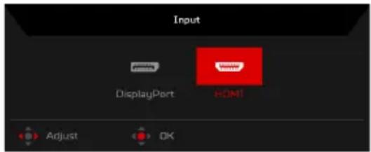 ACER Predator Z271U - Selecting the input - 1