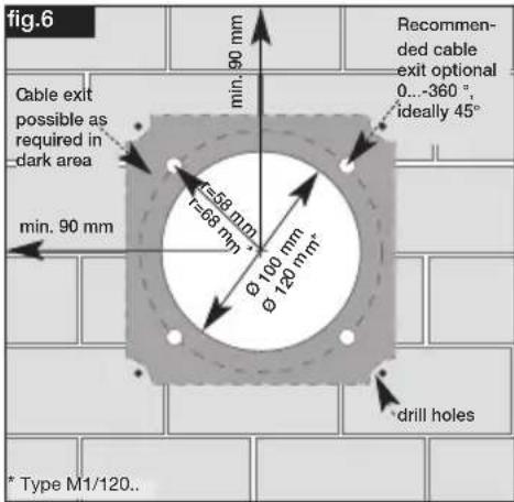 Helios M1120 - Cable exit from the wall: - 1