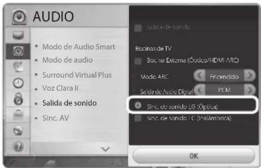 LG SoundPlate LAP440W - Uso del sincronismo del sonido LG (Óptico) - 3