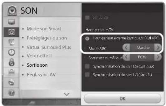 LG SoundPlate LAP440W - ! Certains téléviseurs nécessitent un réglage de la sortie de son. Les détails du menu de configuration de la télé varient selon le fabricant ou le modèle de la télé. - 1
