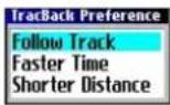 GARMIN Trail Guide - La fenêtre TracBack Preference - 1