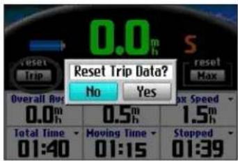 GARMIN Trail Guide - To reset the trip data or the maximum speed: - 1