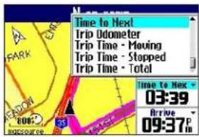 GARMIN Trail Guide - To change the data fields on the Map page: - 2