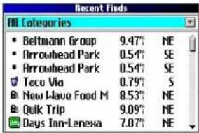 GARMIN Trail Guide - To find a recently found place: - 1