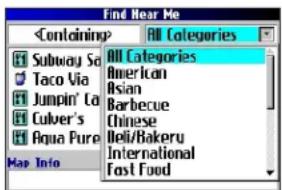 GARMIN Trail Guide - Searching Sub-Categories - 1
