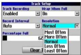 GARMIN Trail Guide - Changing the Track Setup - 1