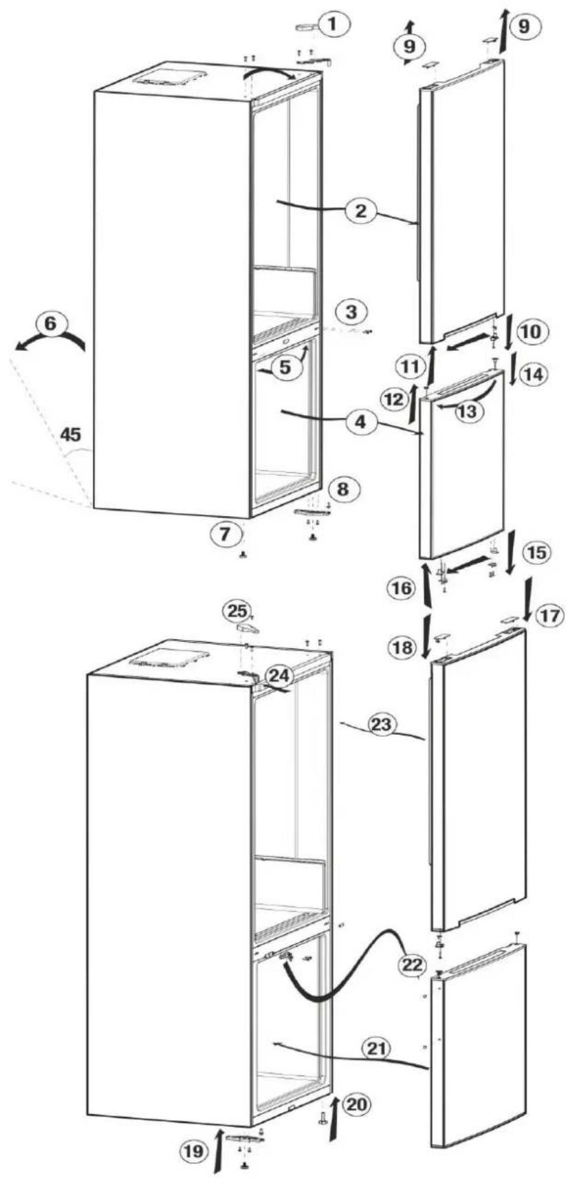 BEKO RFNE270K32WN - Réversibilité de la porte - 1