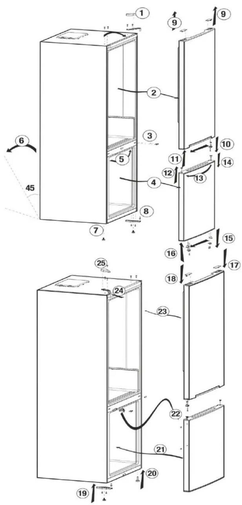 BEKO RFNE270K32WN - De deuren omkeren - 1