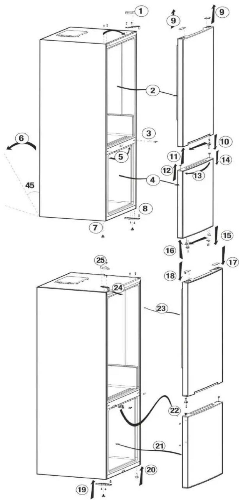BEKO RFNE270K32WN - Reversibilitatea uşilor - 1