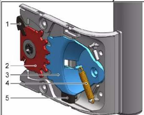 Technical diagram of a mechanical gear assembly with numbered components