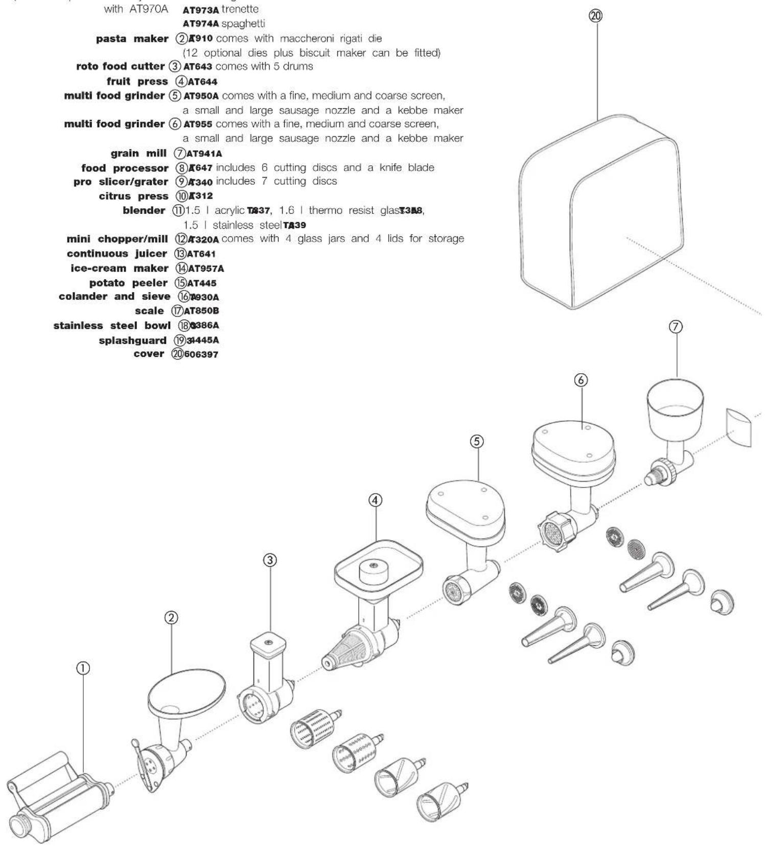 KENWOOD Cooking Chef KM080AT - flat pasta maker ① 970A - 1