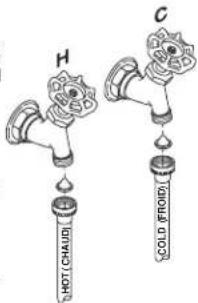 HOTPOINT HTW240ASKWS - RACCORDEMENT DES FLEXIBLES D'EAU AUX ROBINETS D'ADMISSION - 1